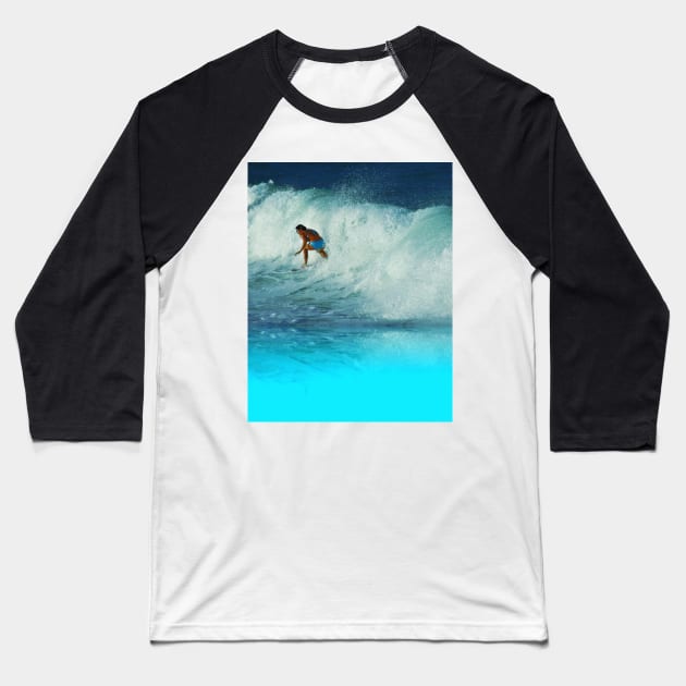 Surfing Girl Baseball T-Shirt by willie50